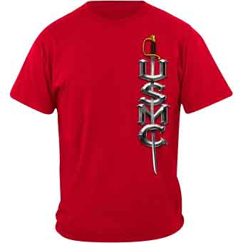 Red USMC Semper Fidelis Sword T-Shirt