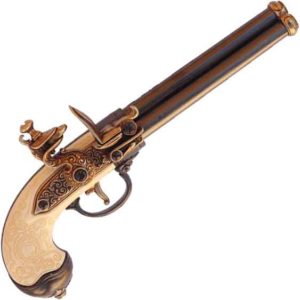 Italian Triple Barrel Flintlock Pistol Brass