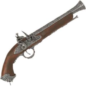 18th Century Italian Flintlock Pistol Pewter