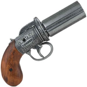 Pewter Finish British 1840 Pepper-Box Revolver