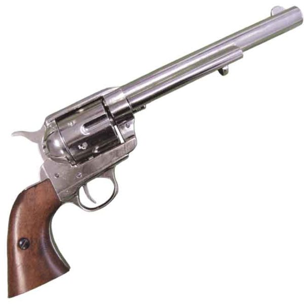 Nickel 1873 45 Caliber Revolver