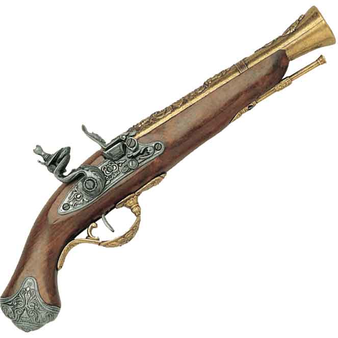 British Flintlock Blunderbuss Pistol Brass
