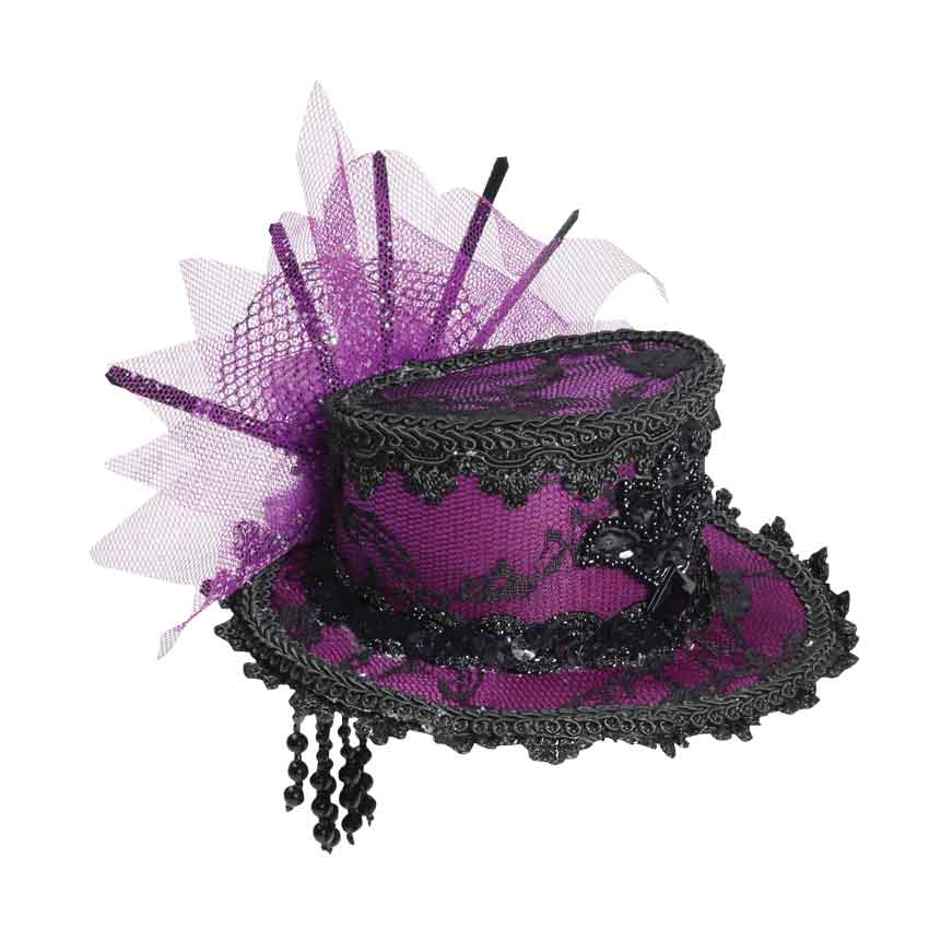 Steampunk Mini Purple Lace Top Hat