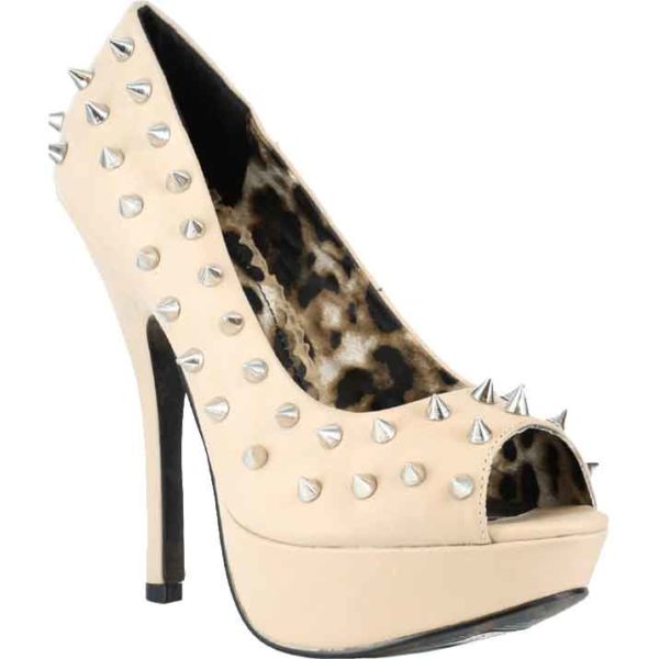 Spiked Open Toe Pumps
