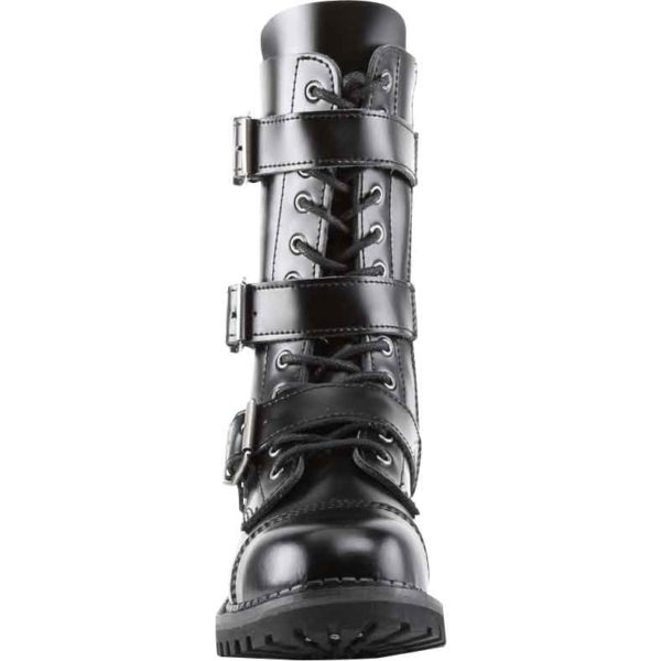 Three Buckle Gothic Calf Boots