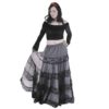 Black Lace Accented Long Skirt