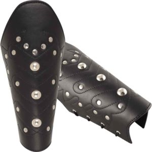 Chevron Leather Bracers - Black