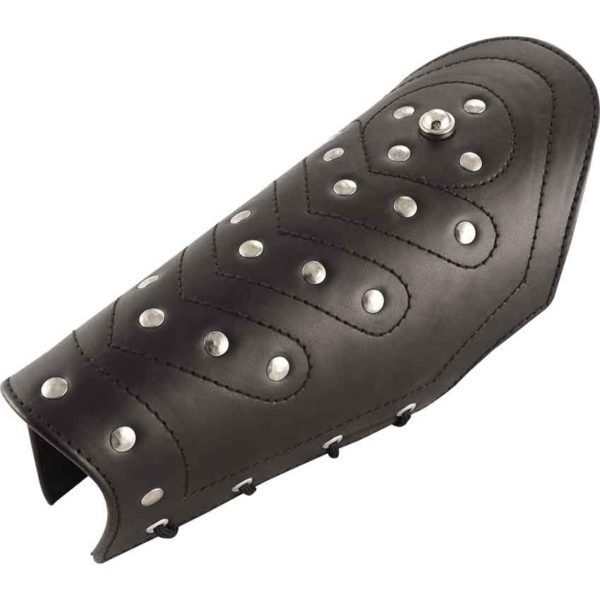 Studded Chevron Leather Bracers - Black