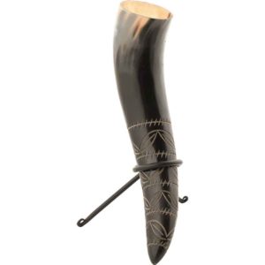 Leaf Pattern Drinking Horn with Stand