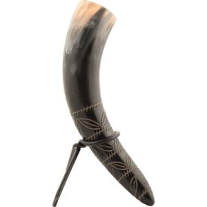 Leaf Pattern Drinking Horn with Stand