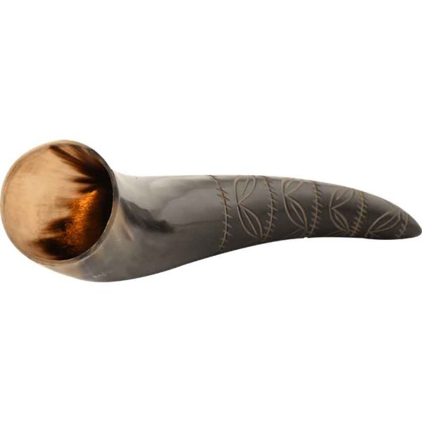 Leaf Pattern Drinking Horn with Stand