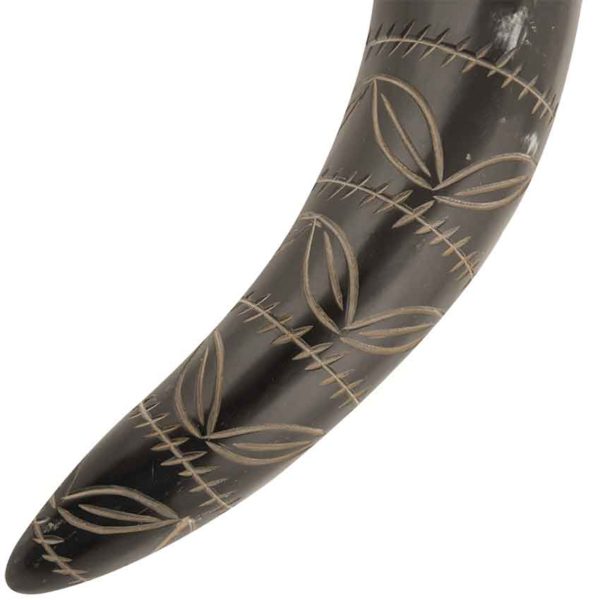 Leaf Pattern Drinking Horn with Stand