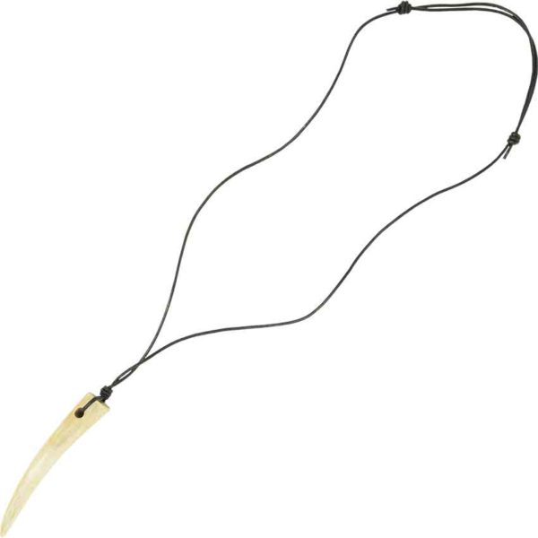 Horn Necklace with Leather String