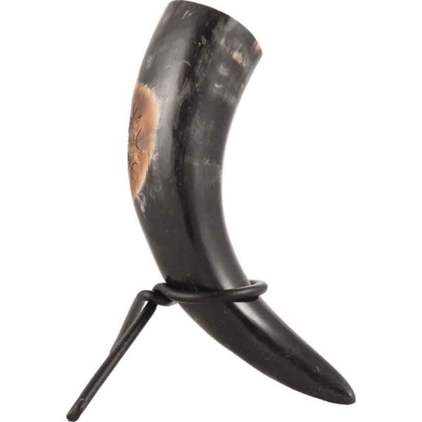 Large Helm of Awe Drinking Horn with Stand