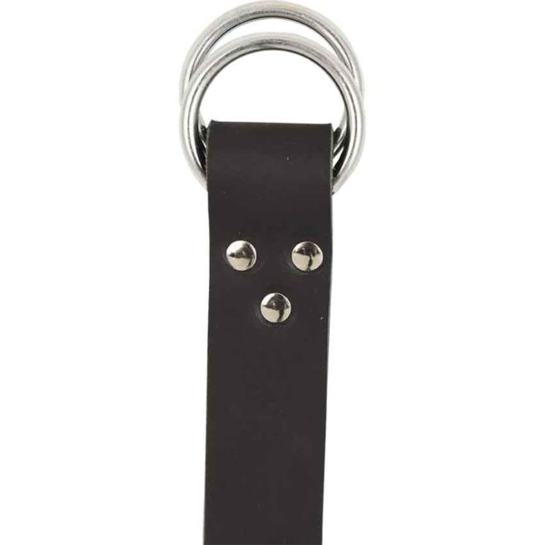 Double Ring Leather Belt - Black