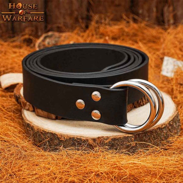 Double Ring Leather Belt - Black