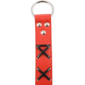 Laced Leather Ring Belt - Red with Black