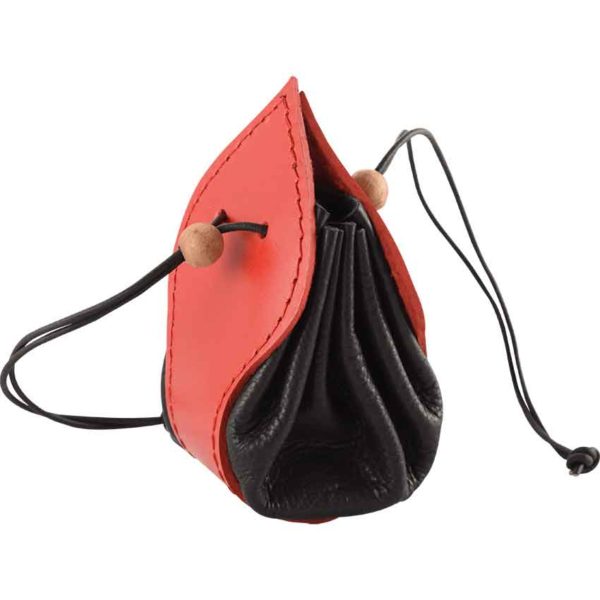 Leather Medieval Purse with Red Trim