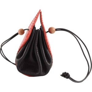 Leather Medieval Purse with Red Trim