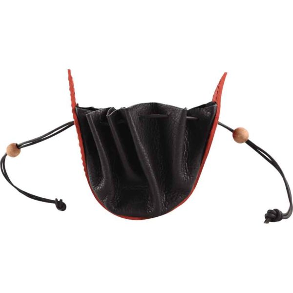Leather Medieval Purse with Red Trim