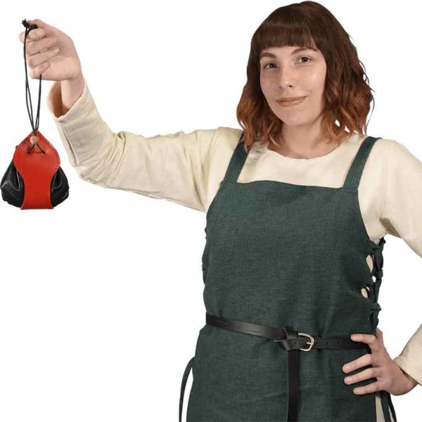 Leather Medieval Purse with Red Trim