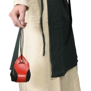 Leather Medieval Purse with Red Trim