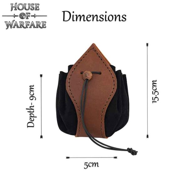 Leather Medieval Purse with Brown Trim