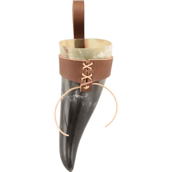 Small Norse Drinking Horn with Leather Holder