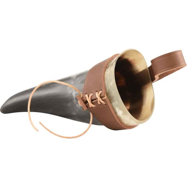 Small Norse Drinking Horn with Leather Holder