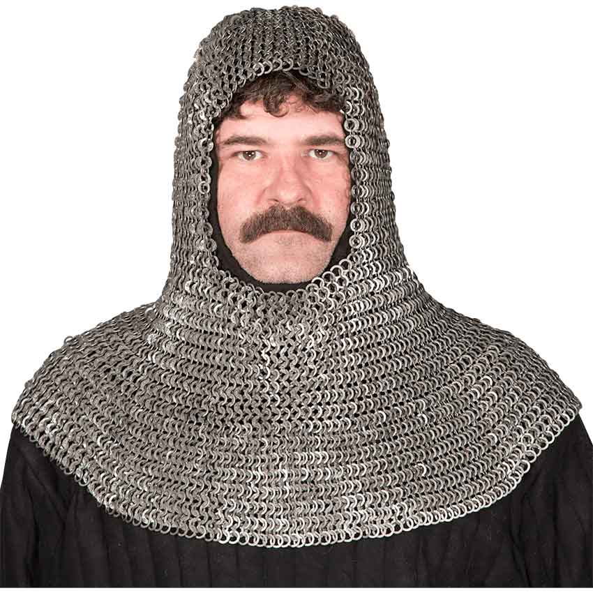 Chain Mail Coif Black Hood Knight Armor Reenactment