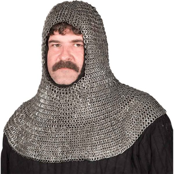 Flat Ring Wedge Rivet Chainmail Coif