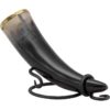 Carved Wolf Drinking Horn with Stand