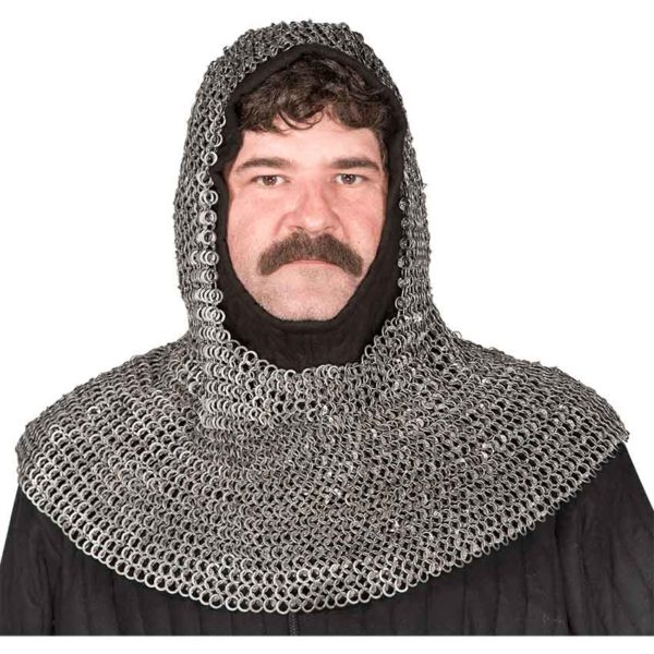Round Ring Round Riveted Chainmail Coif