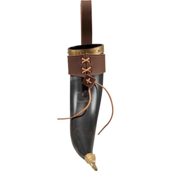 Rollo Drinking Horn with Leather Holder