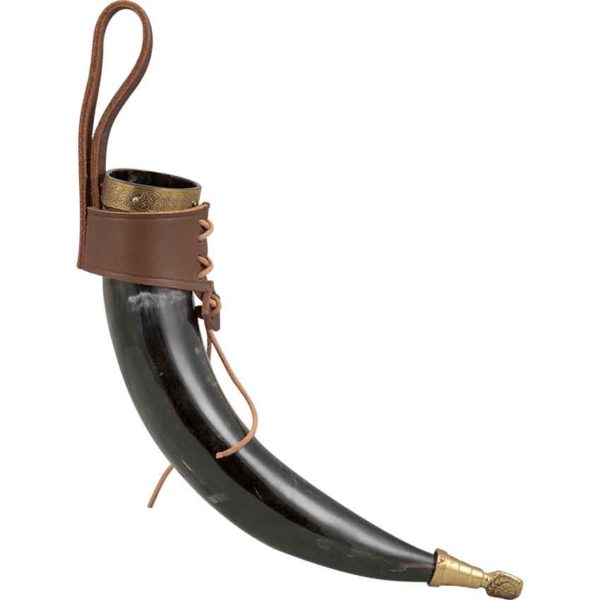 Rollo Drinking Horn with Leather Holder