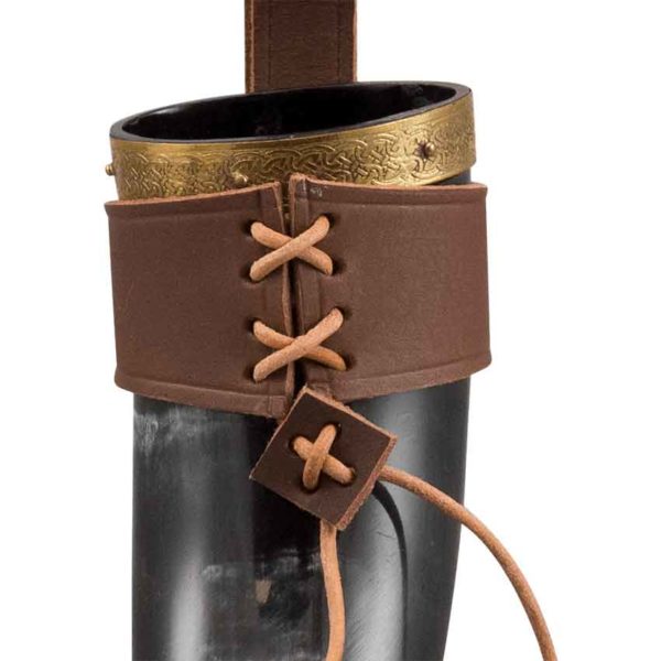 Rollo Drinking Horn with Leather Holder