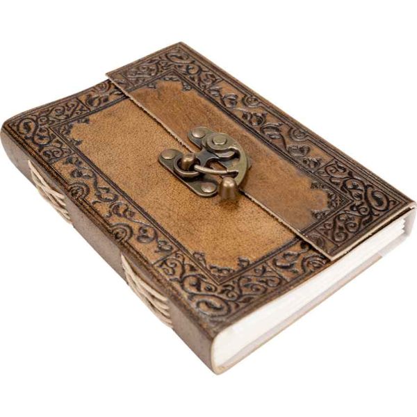 Ornate Border Leather Journal with Clasp