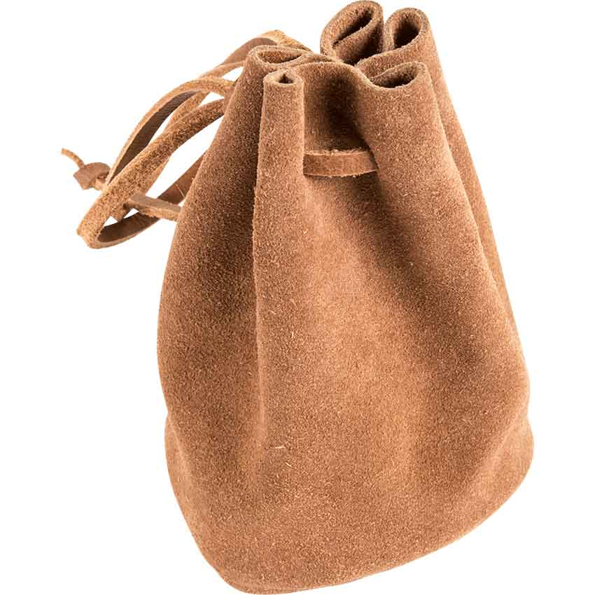 Brown Leather Drawstring Pouch