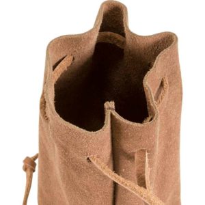 Brown Leather Drawstring Pouch