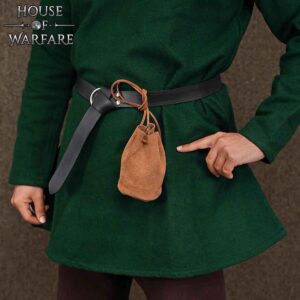 Brown Leather Drawstring Pouch
