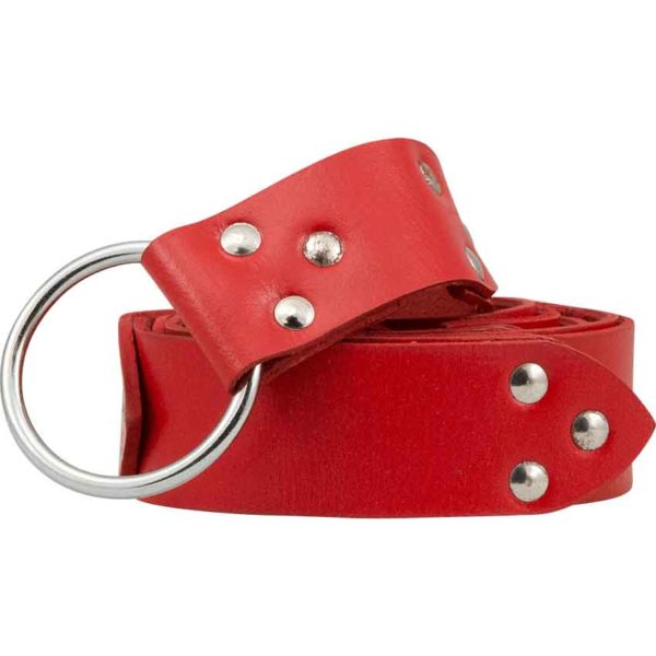 Fighters Leather Ring Belt - Red