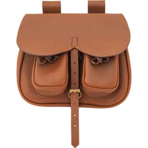 Leather Pouch with Pockets - Brown