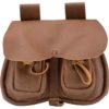 Leather Pouch with Pockets - Brown