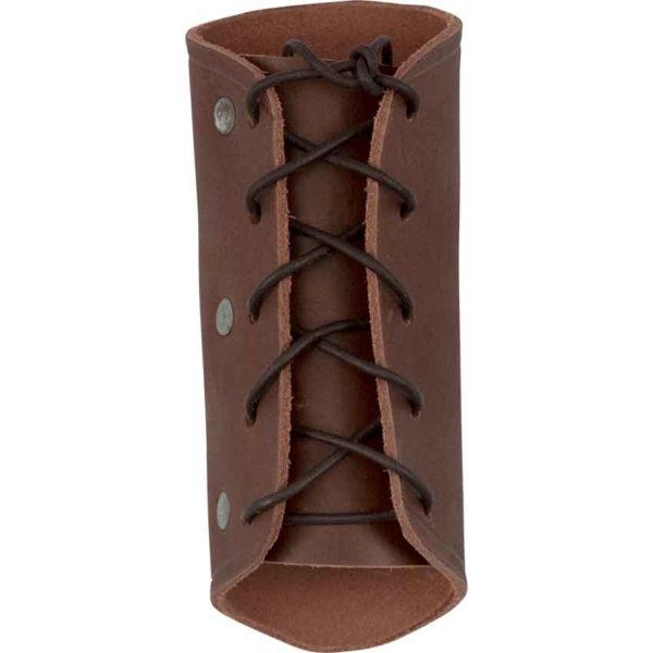 Simple Leather Wrist Bracer- Brown