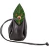 Elven Leaf Leather Pouch - Black