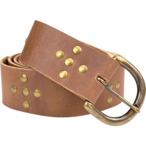 Brass Stud Medieval Cross Belt - Brown