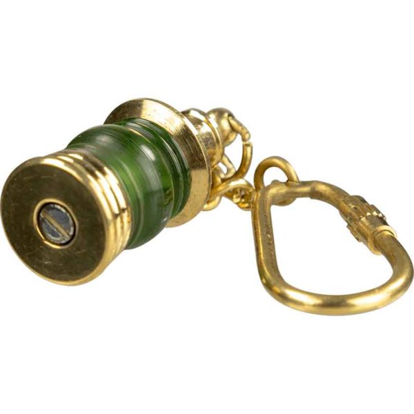 Brass Lantern Keychain - Green