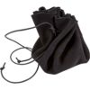 Leather Drawstring Pouch - Black