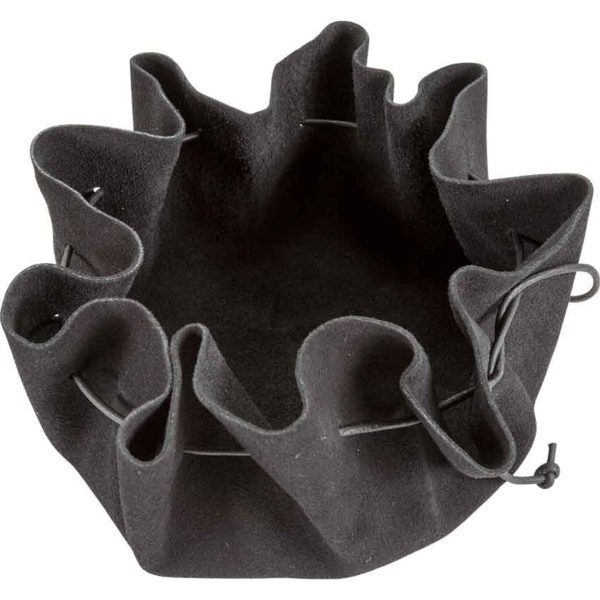 Leather Drawstring Pouch - Black