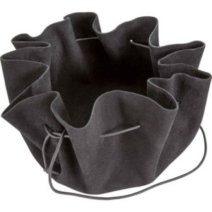 Leather Drawstring Pouch - Black